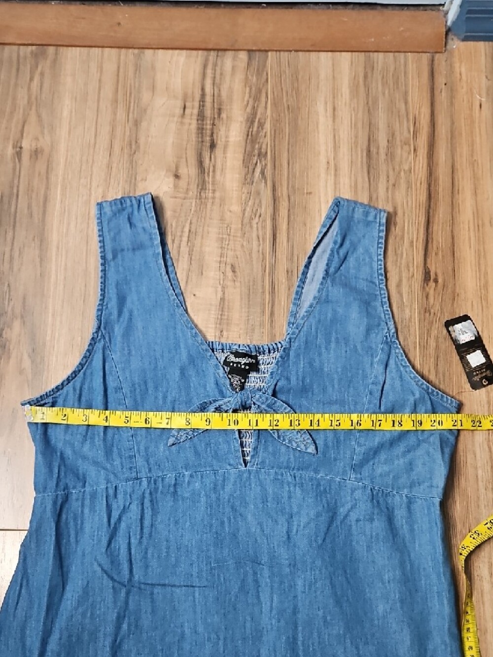 Wrangler Retro Blue Smocked Denim Tank Top XXL - Picture 5 of 6